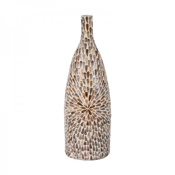 ΒΑΖΟ ΔΑΠΕΔΟΥ BAMBOO-ΚΟΧΥΛΙ TEAR DROP Fylliana FL241 ΜΠΕΖ-ΚΑΦΕ-ΛΕΥΚΟ ΧΡΩΜΑ 20x62εκ