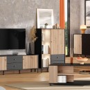 ΒΙΤΡΙΝΑ CORREZE 2K2F POP ΜΑΥΡΟ OAK-ARTISAN OAK 87x40x131εκ