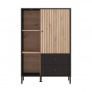 ΒΙΤΡΙΝΑ CORREZE 2K2F POP ΜΑΥΡΟ OAK-ARTISAN OAK 87x40x131εκ