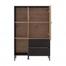 ΒΙΤΡΙΝΑ CORREZE 2K2F POP ΜΑΥΡΟ OAK-ARTISAN OAK 87x40x131εκ