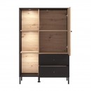 ΒΙΤΡΙΝΑ CORREZE 2K2F POP ΜΑΥΡΟ OAK-ARTISAN OAK 87x40x131εκ