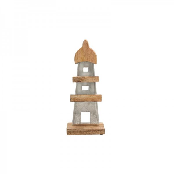 ΔΙΑΚΟΣΜΗΤΙΚΟ ΑΛΟΥΜΙΝΙΟΥ Fylliana Light house 2386 ΜΕ ΞΥΛΙΝΗ ΒΑΣH ΑΣΗΜΙ ΧΡΩΜΑ 12x5x32εκ