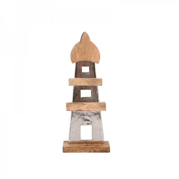 ΔΙΑΚΟΣΜΗΤΙΚΟ ΑΛΟΥΜΙΝΙΟΥ Fylliana Light house 2390 ΜΕ ΞΥΛΙΝΗ ΒΑΣH ΑΣΗΜΙ ΧΡΩΜΑ 18x7x45εκ