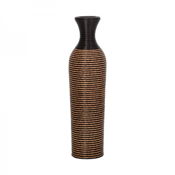 ΔΙΑΚΟΣΜΗΤΙΚΟ ΒΑΖΟ Fylliana FL310 PU RATTAN ΜΑΥΡΟ-ΦΥΣΙΚΟ ΧΡΩΜΑ 70εκ