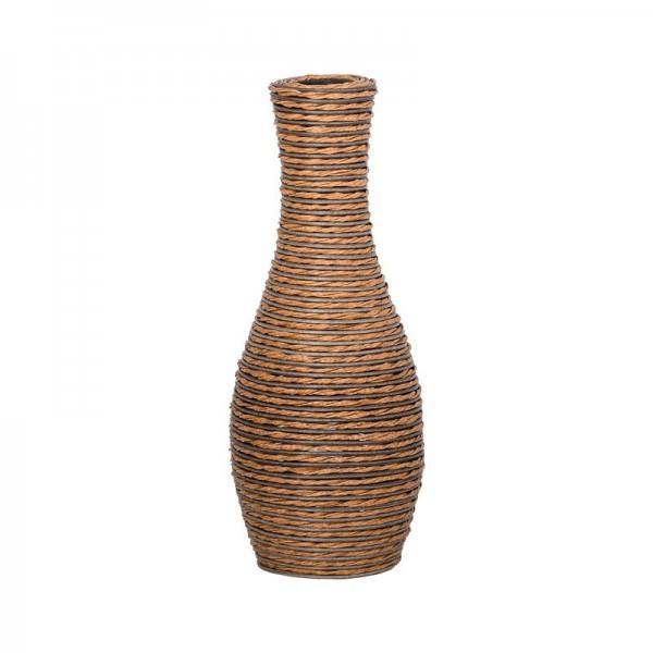 ΔΙΑΚΟΣΜΗΤΙΚΟ ΒΑΖΟ Fylliana FL528 PU RATTAN ΜΑΥΡΟ-ΦΥΣΙΚΟ ΧΡΩΜΑ 50εκ