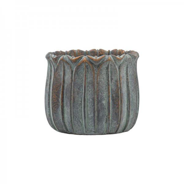 ΔΙΑΚΟΣΜΗΤΙΚΟ ΒΑΖΟ ΤΣΙΜΕΝΤΕΝΙΟ Fylliana FL15674 ΑΝΘΡΑΚΙ-ΠΡΑΣΙΝΟ ΜΕ ΜΠΡΟΝΖΕ ΛΕΠΤΟΜΕΡΕΙΕΣ ΧΡΩΜΑ 18x15εκ