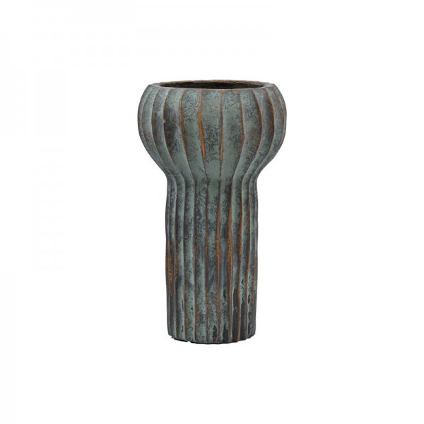 ΔΙΑΚΟΣΜΗΤΙΚΟ ΒΑΖΟ ΤΣΙΜΕΝΤΕΝΙΟ Fylliana FL15773 ΑΝΘΡΑΚΙ-ΠΡΑΣΙΝΟ ΜΕ ΜΠΡΟΝΖΕ ΛΕΠΤΟΜΕΡΕΙΕΣ ΧΡΩΜΑ 17x28εκ