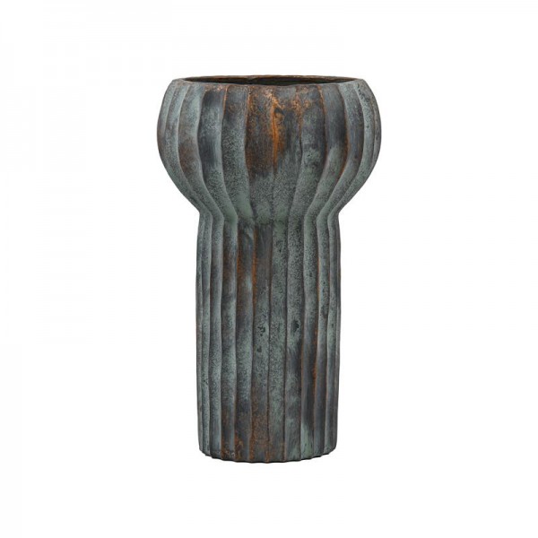 ΔΙΑΚΟΣΜΗΤΙΚΟ ΒΑΖΟ ΤΣΙΜΕΝΤΕΝΙΟ Fylliana FL15773 ΑΝΘΡΑΚΙ-ΠΡΑΣΙΝΟ ΜΕ ΜΠΡΟΝΖΕ ΛΕΠΤΟΜΕΡΕΙΕΣ ΧΡΩΜΑ 23x38εκ