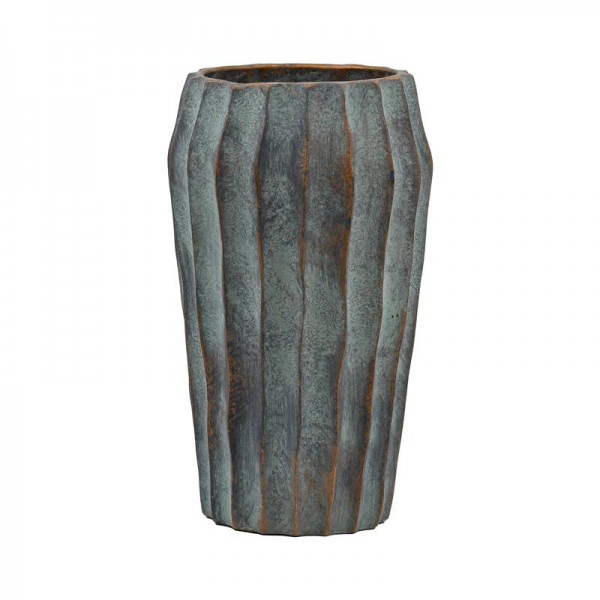 ΔΙΑΚΟΣΜΗΤΙΚΟ ΒΑΖΟ ΤΣΙΜΕΝΤΕΝΙΟ Fylliana FL22424 ΑΝΘΡΑΚΙ-ΠΡΑΣΙΝΟ ΜΕ ΜΠΡΟΝΖΕ ΛΕΠΤΟΜΕΡΕΙΕΣ ΧΡΩΜΑ 18x31εκ