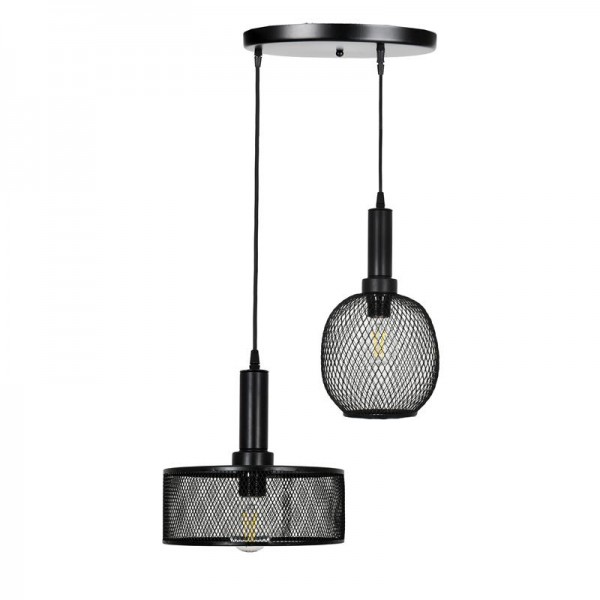 ΔΙΦΩΤΟ ΜΕΤΑΛΛΙΚΟ ΦΩΤΙΣΤΙΚΟ ΟΡΟΦΗΣ Fylliana ΜΕ ΚΑΠΕΛΟ ΠΛΕΓΜΑ ΜΑΥΡΟ ΧΡΩΜΑ Ε27