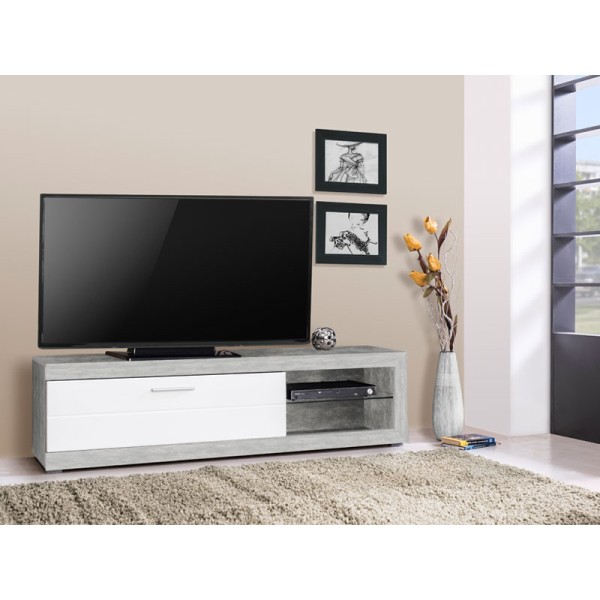 ΕΠΙΠΛΟ ΤΗΛΕΟΡΑΣΗΣ REMO ΓΚΡΙ CONCRETE / ΛΕΥΚΗ ΛΑΚΑ 162x41x43εκ