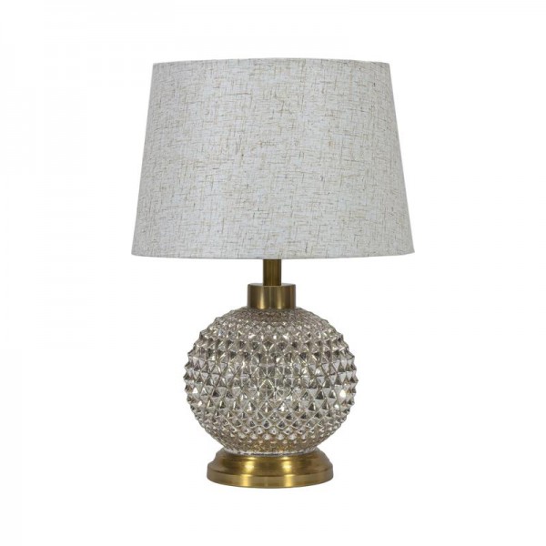 ΕΠΙΤΡΑΠΕΖΙΑ ΛΑΜΠΑ Fylliana FL25011 ΜΕΤΑΛΛΟ-ΓΥΑΛΙ ΧΡΥΣΟ-ΕΚΡΟΥ/ΜΠΕΖ ΧΡΩΜΑ Ε27 31x45εκ