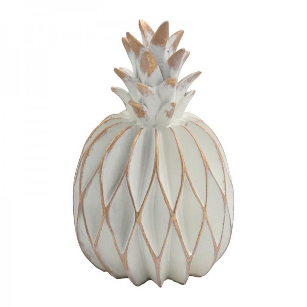ΕΠΙΤΡΑΠΕΖΙΟ ΔΙΑΚΟΣΜΗΤΙΚΟ Fylliana Pineapple ΛΕΥΚΟ-ΧΡΥΣΟ ΧΡΩΜΑ 14x14x21εκ