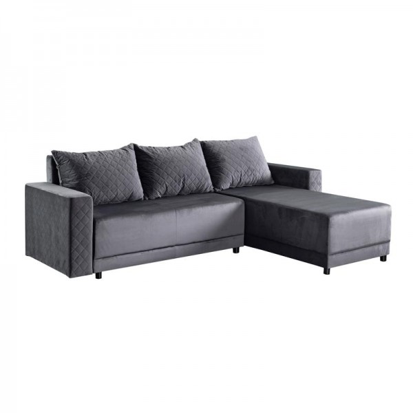 ΓΩΝΙΑΚΟΣ ΚΑΝΑΠΕΣ ΚΡΕΒΑΤΙ Lotos ΓΚΡΙ ΧΡΩΜΑ 237x168x80εκ