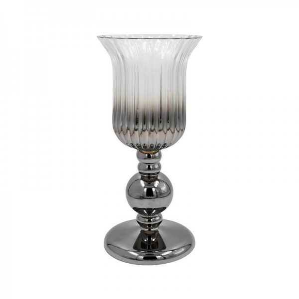 ΓΥΑΛΙΝΟ ΒΑΖΟ Fylliana FL1320 ΑΣΗΜΙ ΧΡΩΜΑ 16x35εκ