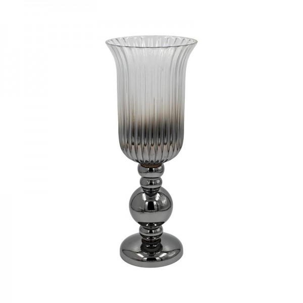 ΓΥΑΛΙΝΟ ΒΑΖΟ Fylliana FL1320 ΑΣΗΜΙ ΧΡΩΜΑ 18x48εκ