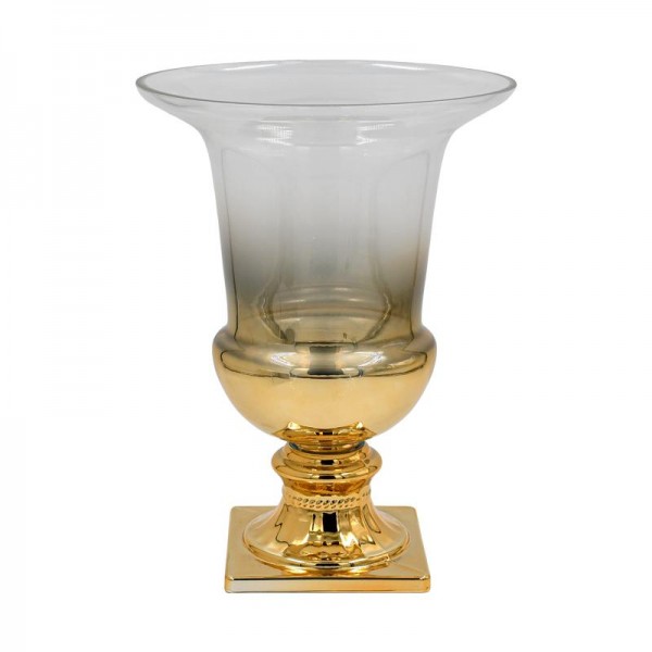 ΓΥΑΛΙΝΟ ΒΑΖΟ Fylliana FL1632 ΧΡΥΣΟ-ΑΣΗΜΙ ΧΡΩΜΑ 22x30εκ