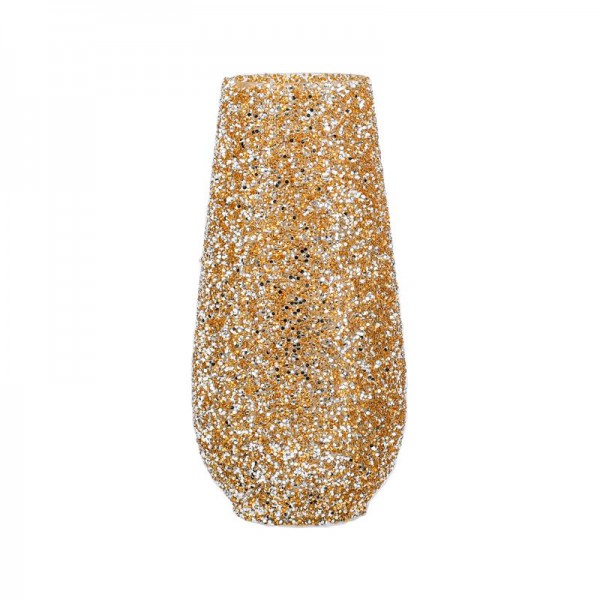 ΓΥΑΛΙΝΟ ΕΠΙΤΡΑΠΕΖΙΟ ΒΑΖΟ Fylliana Mosaic ΧΡΥΣΟ ΧΡΩΜΑ 18x36εκ