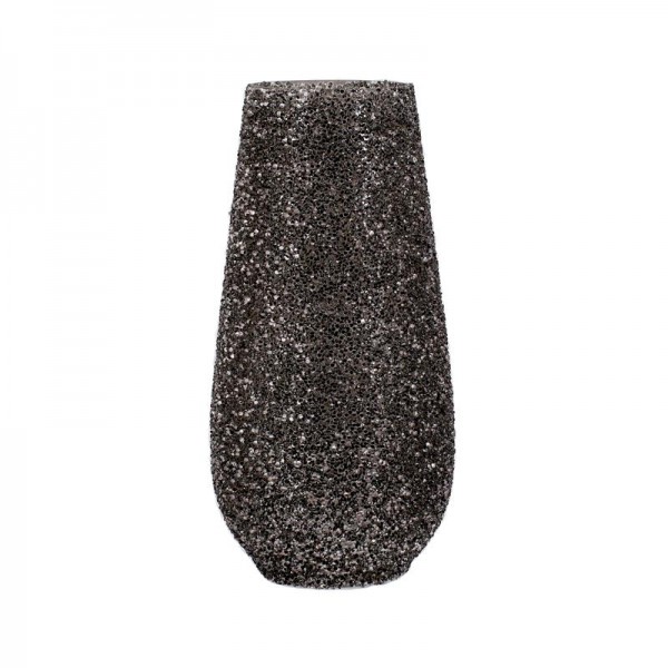 ΓΥΑΛΙΝΟ ΕΠΙΤΡΑΠΕΖΙΟ ΒΑΖΟ Fylliana Mosaic ΓΚΡΙ ΧΡΩΜΑ 18x36εκ