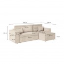 ΚΑΝΑΠΕΣ ΓΩΝΙΑ Fylliana New Isabella ΓΚΡΙ ΧΡΩΜΑ ΥΦΑΣΜΑΤΟΣ 270x160x90εκ