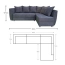 ΚΑΝΑΠΕΣ ΓΩΝΙΑ Fylliana VITA ΣΚΟΥΡΟ ΓΚΡΙ ΧΡΩΜΑ 255x176x90εκ