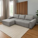 ΚΑΝΑΠΕΣ ΚΡΕΒΑΤΙ Fylliana Indigo ΑΡΙΣΤΕΡΗ ΓΩΝΙΑ ΓΚΡΙ ΥΦΑΣΜΑ 280x170x90εκ