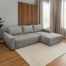 ΚΑΝΑΠΕΣ ΚΡΕΒΑΤΙ Fylliana Indigo ΔΕΞΙΑ ΓΩΝΙΑ ΓΚΡΙ ΥΦΑΣΜΑ 280x170x90εκ