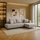 ΚΑΝΑΠΕΣ ΚΡΕΒΑΤΙ Fylliana Jasper ΔΕΞΙΑ ΓΩΝΙΑ ΜΠΕΖ ΥΦΑΣΜΑ 255x170x90εκ