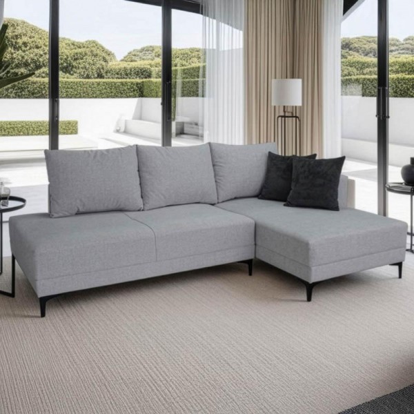 ΚΑΝΑΠΕΣ ΚΡΕΒΑΤΙ Fylliana Magnus ΔΕΞΙΑ ΓΩΝΙΑ ΑΝΘΡΑΚΙ ΥΦΑΣΜΑ 240x160x90εκ