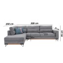 ΚΑΝΑΠΕΣ New Monaco ΑΡΙΣΤΕΡΗ ΓΩΝΙΑ ΓΚΡΙ 300x230x95εκ