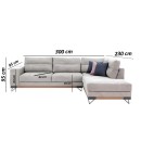 ΚΑΝΑΠΕΣ New Monaco ΔΕΞΙΑ ΓΩΝΙΑ ΓΚΡΙ ΑΝΟΙΧΤΟ 300x230x95εκ