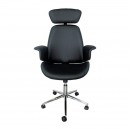 ΚΑΡΕΚΛΑ ΓΡΑΦΕΙΟΥ ΔΙΕΥΘΥΝΤΗ Fylliana FL921 ΜΑΥΡΟ ΤΕΧΝΟΔΕΡΜΑ ΜΕ ΚΑΡΥΔΙ ΞΥΛΟ 68x68x125εκ