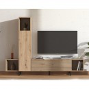 ΚΕΝΤΡΟ ΨΥΧΑΓΩΓΙΑΣ-ΣΥΝΘΕΣΗ ANDROS ARTISAN OAK-ARTISAN OAK ΜΕ ΜΑΥΡΕΣ ΓΡΑΜΜΕΣ 184x30x138εκ