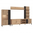 ΚΕΝΤΡΟ ΨΥΧΑΓΩΓΙΑΣ-ΣΥΝΘΕΣΗ AVIGNON ARTISAN OAK-ARTISAN OAK ΜΕ ΜΑΥΡΕΣ ΓΡΑΜΜΕΣ-ΜΑΥΡΟ 263x40x167εκ