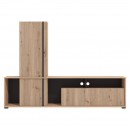 ΚΕΝΤΡΟ ΨΥΧΑΓΩΓΙΑΣ-ΣΥΝΘΕΣΗ CHANIA ARTISAN OAK-ARTISAN OAK ΜΕ ΜΑΥΡΕΣ ΓΡΑΜΜΕΣ-ΜΑΥΡΟ 196x33x140εκ xtrt
