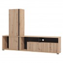 ΚΕΝΤΡΟ ΨΥΧΑΓΩΓΙΑΣ-ΣΥΝΘΕΣΗ CHANIA ARTISAN OAK-ARTISAN OAK ΜΕ ΜΑΥΡΕΣ ΓΡΑΜΜΕΣ-ΜΑΥΡΟ 196x33x140εκ xtrt