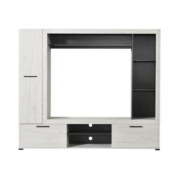 ΚΕΝΤΡΟ ΨΥΧΑΓΩΓΙΑΣ-ΣΥΝΘΕΣΗ LORCA WHITE OAK / ΜΑΥΡΟ 195.5x35x171.5εκ