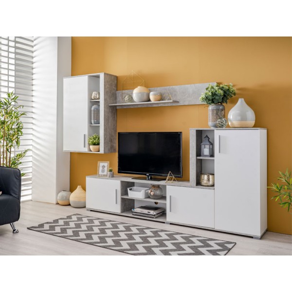 ΚΕΝΤΡΟ ΨΥΧΑΓΩΓΙΑΣ-ΣΥΝΘΕΣΗ PARMA ΛΕΥΚΟ-ΓΚΡΙ CONCRETE 262x35x180εκ