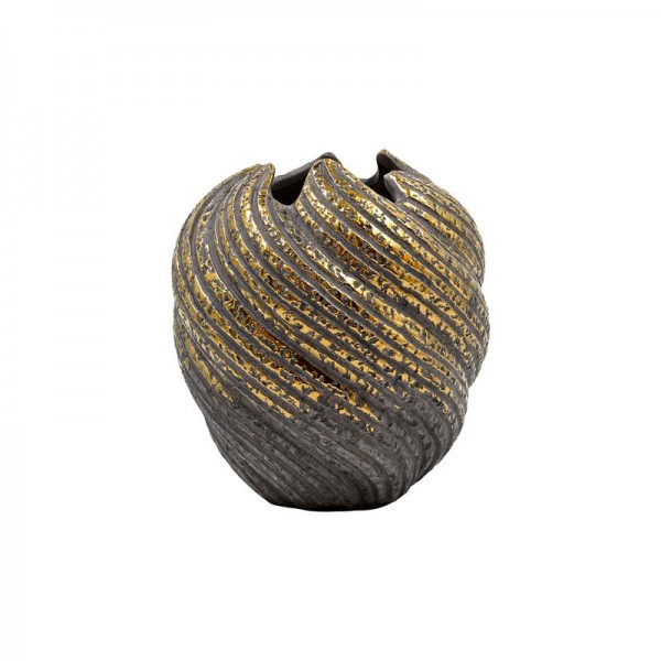 ΚΕΡΑΜΙΚΟ ΒΑΖΟ Fylliana FL3229 ΓΚΡΙ-ΧΡΥΣΟ ΧΡΩΜΑ 18x19εκ