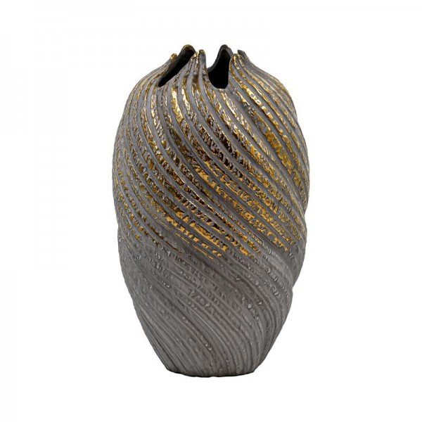 ΚΕΡΑΜΙΚΟ ΒΑΖΟ Fylliana FL3229 ΓΚΡΙ-ΧΡΥΣΟ ΧΡΩΜΑ 21x35εκ