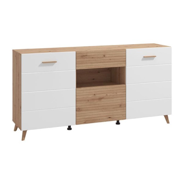 ΚΟΜΟΤΑ ΜΠΟΥΦΕΣ BRETAGNA 3K1F ARTISAN OAK-ΛΕΥΚΟ HIGH GLOSS FOIL 173x41,5x87,5εκ a.p.r