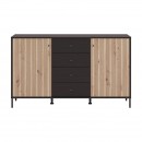 ΚΟΜΟΤΑ-ΜΠΟΥΦΕΣ CORREZE 3K4F ΜΑΥΡΟ OAK-ARTISAN OAK 157x40x93εκ
