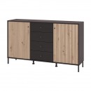 ΚΟΜΟΤΑ-ΜΠΟΥΦΕΣ CORREZE 3K4F ΜΑΥΡΟ OAK-ARTISAN OAK 157x40x93εκ