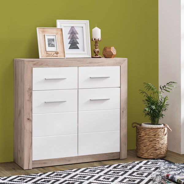 ΚΟΜΟΤΑ-ΜΠΟΥΦΕΣ Etna 2K2F Grey Oak-Λευκή Λάκα 93x35x90.5εκ