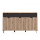 ΚΟΜΟΤΑ-ΜΠΟΥΦΕΣ MAYENNE 3K3F ARTISAN OAK-ΜΑΥΡΟ MAT 157x40x93εκ