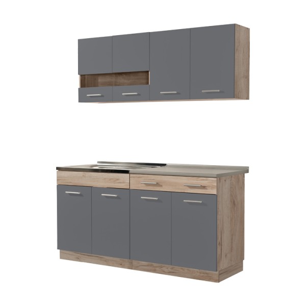 ΚΟΥΖΙΝΑ DALILA 160 GREY OAK / ΓΚΡΙ 160x51,5x206,5εκ