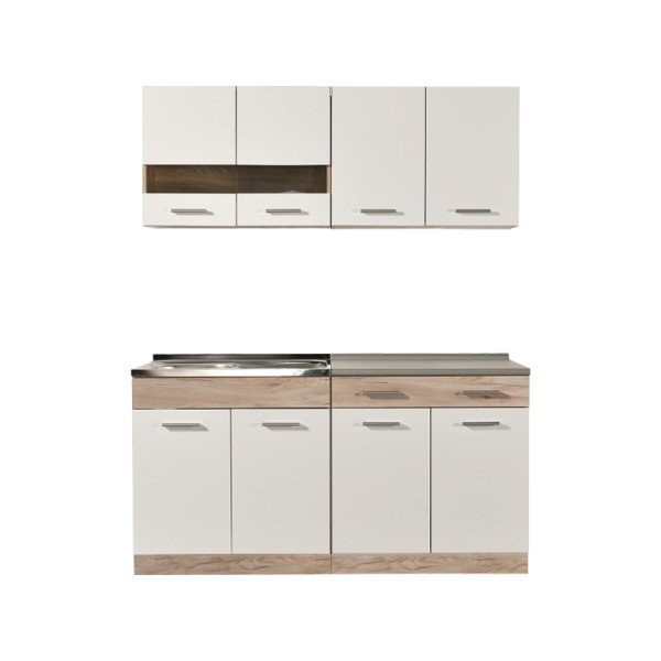 ΚΟΥΖΙΝΑ DALILA 160 GREY OAK / ΛΕΥΚΟ 160x51,5x206,5εκ