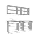 ΚΟΥΖΙΝΑ DALILA 200 GREY OAK / ΛΕΥΚΟ 200x51,5x206,5εκ
