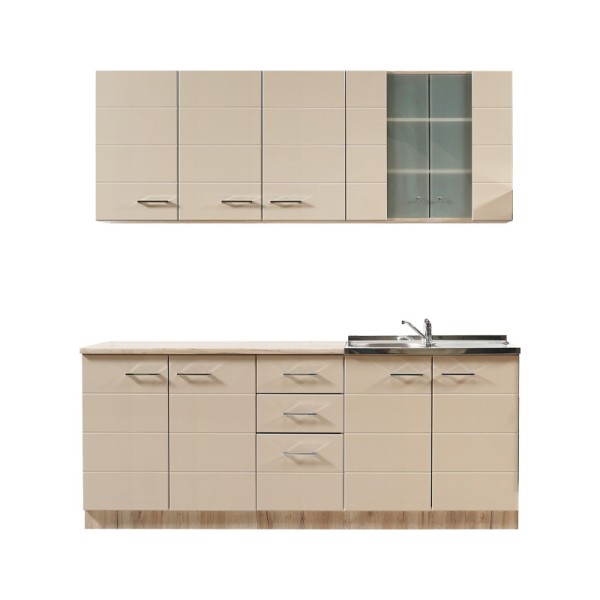 ΚΟΥΖΙΝΑ DIANA 200 GREY OAK-SAND ΓΥΑΛΙΣΤΕΡΟ FOIL 200x60x200εκ