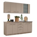 ΚΟΥΖΙΝΑ DIANA 200 GREY OAK-SAND ΓΥΑΛΙΣΤΕΡΟ FOIL 200x60x200εκ